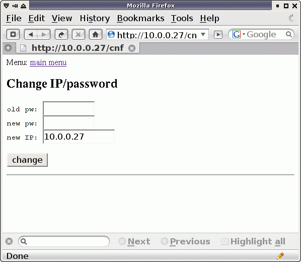Configuration changes Configuration changes