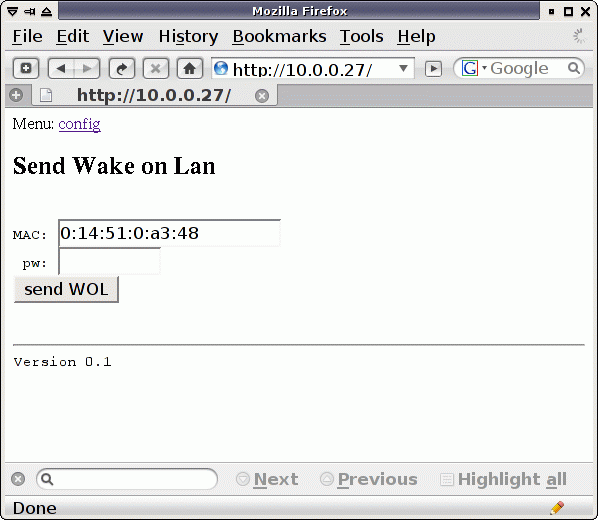 WOL web interface WOL web interface
