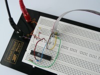 [AVR test circuit on a breadboard]