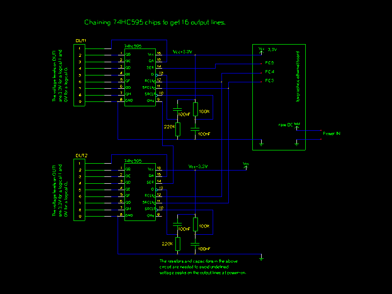 chaining 74hc595 chips