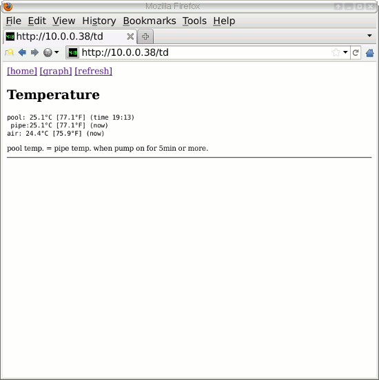 pool timer, air and water temperature