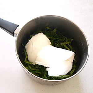 cut plantain and lard in a pot